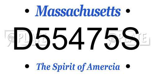 D55475S Massachusetts License Plate