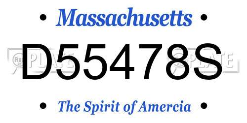 D55478S Massachusetts License Plate