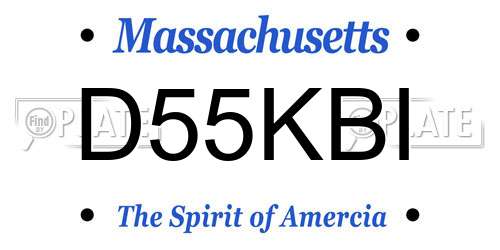 D55KBI Massachusetts License Plate