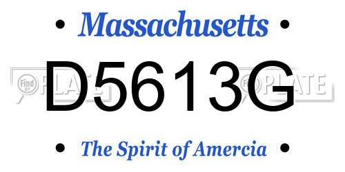 D5613G Massachusetts License Plate