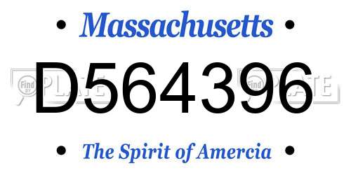 D564396 Massachusetts License Plate