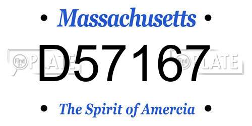 D57167 Massachusetts License Plate