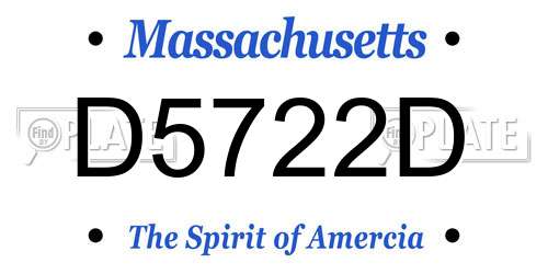 D5722D Massachusetts License Plate