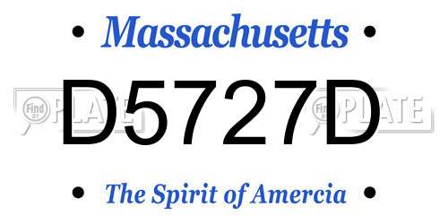D5727D Massachusetts License Plate