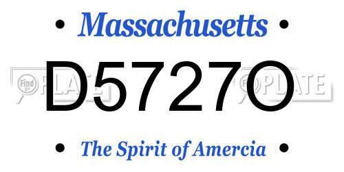 D5727O Massachusetts License Plate