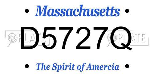 D5727Q Massachusetts License Plate