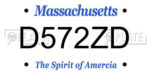 D572ZD Massachusetts License Plate