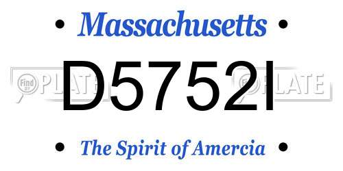 D5752I Massachusetts License Plate