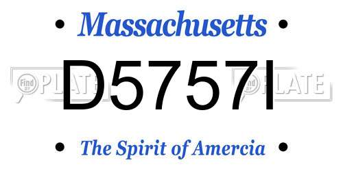 D5757I Massachusetts License Plate