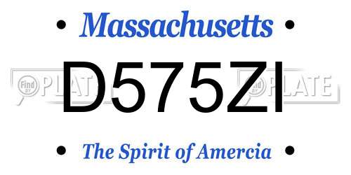 D575ZI Massachusetts License Plate