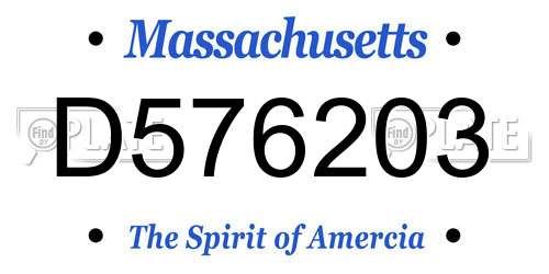 D576203 Massachusetts License Plate