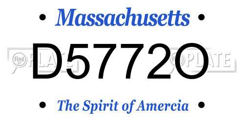 D5772O Massachusetts License Plate