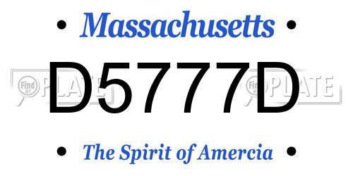 D5777D Massachusetts License Plate