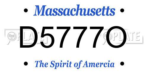 D5777O Massachusetts License Plate