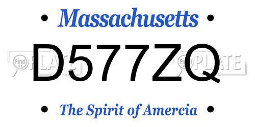 D577ZQ Massachusetts License Plate