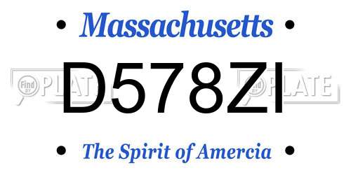 D578ZI Massachusetts License Plate