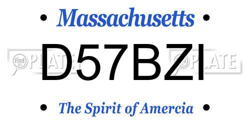 D57BZI Massachusetts License Plate