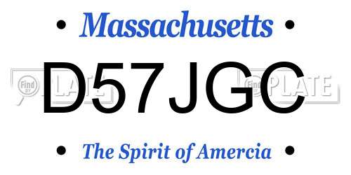 D57JGC Massachusetts License Plate
