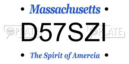 D57SZI Massachusetts License Plate