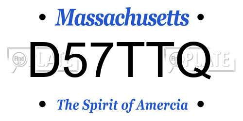 D57TTQ Massachusetts License Plate