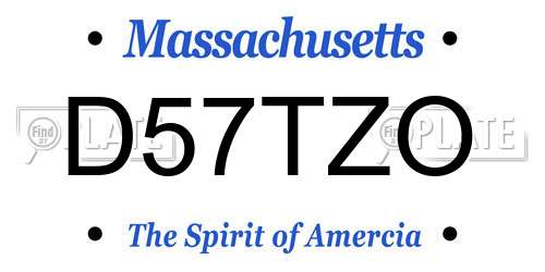 D57TZO Massachusetts License Plate