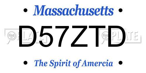 D57ZTD Massachusetts License Plate