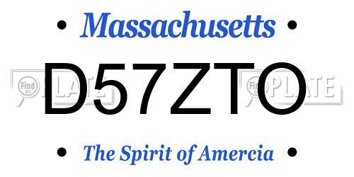 D57ZTO Massachusetts License Plate