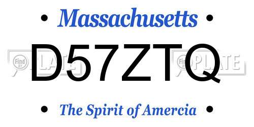 D57ZTQ Massachusetts License Plate