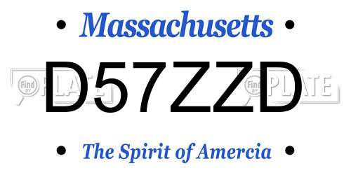 D57ZZD Massachusetts License Plate