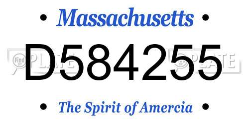 D584255 Massachusetts License Plate