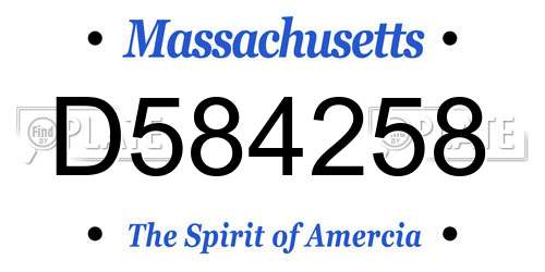 D584258 Massachusetts License Plate