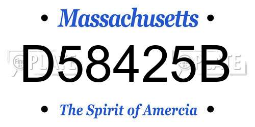 D58425B Massachusetts License Plate