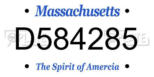 D584285 Massachusetts License Plate
