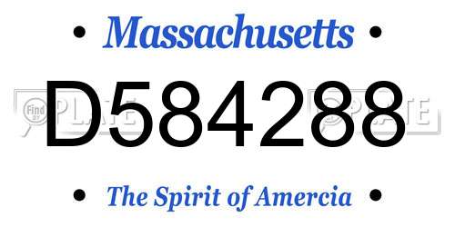 D584288 Massachusetts License Plate