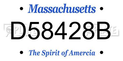 D58428B Massachusetts License Plate