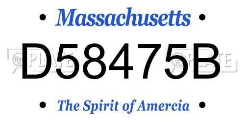 D58475B Massachusetts License Plate