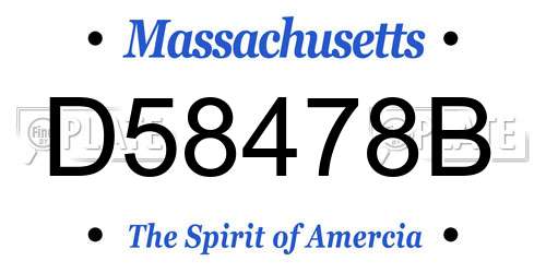 D58478B Massachusetts License Plate