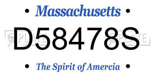 D58478S Massachusetts License Plate