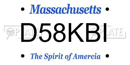 D58KBI Massachusetts License Plate