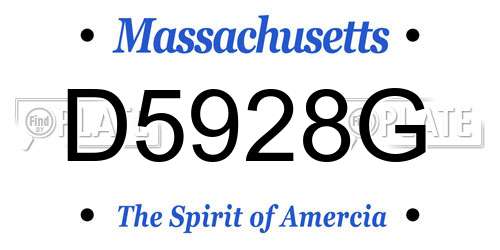 D5928G Massachusetts License Plate