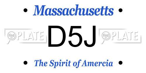 D5J Massachusetts License Plate