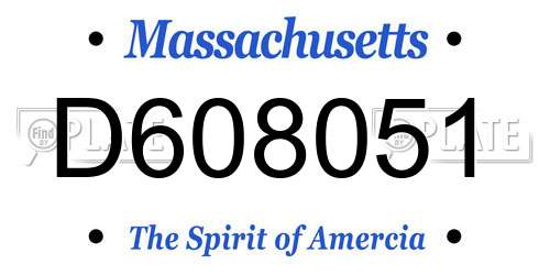 D608051 Massachusetts License Plate