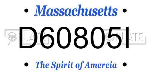 D60805I Massachusetts License Plate