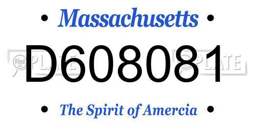 D608081 Massachusetts License Plate