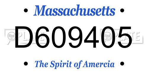 D609405 Massachusetts License Plate