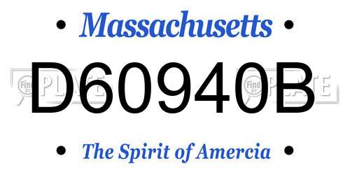 D60940B Massachusetts License Plate