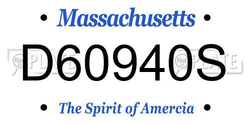 D60940S Massachusetts License Plate