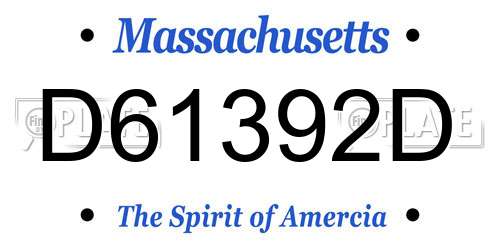 D61392D Massachusetts License Plate
