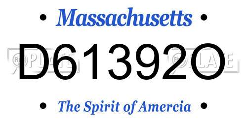 D61392O Massachusetts License Plate
