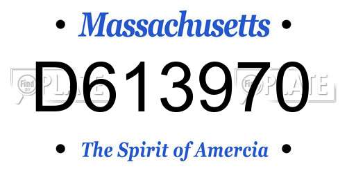D613970 Massachusetts License Plate